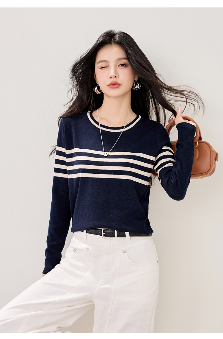 Women's Striped Jacquard Knit Sweater