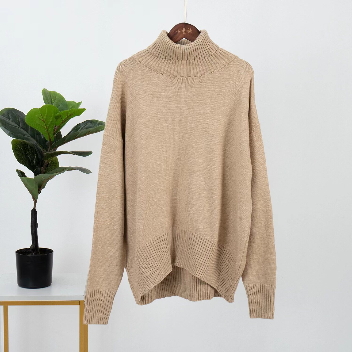 Women's Solid Turtleneck Knit Sweater