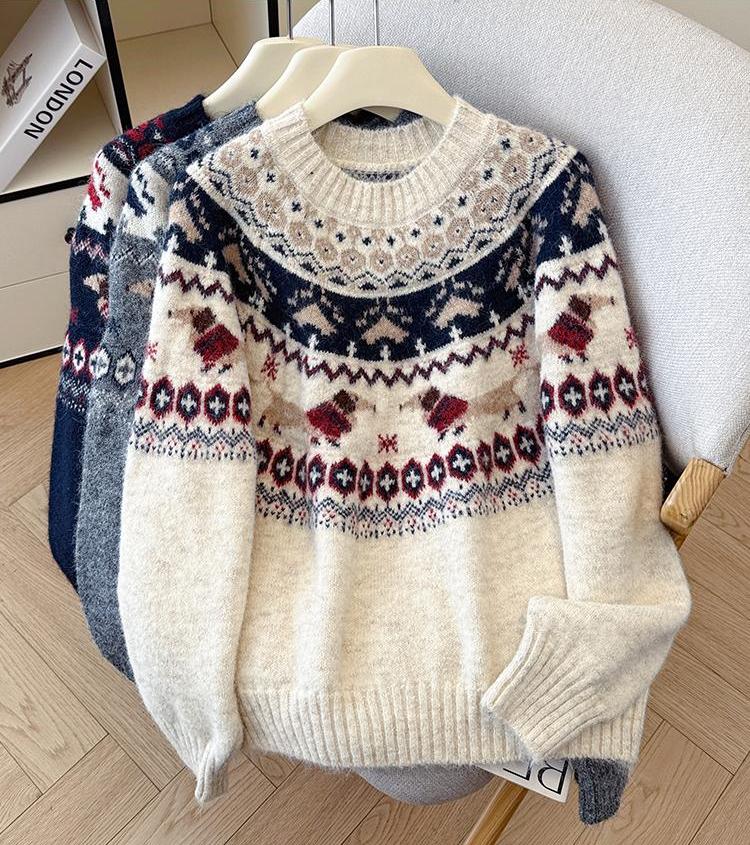 Women's Retro Christmas Holiday Jacquard Knit Sweater