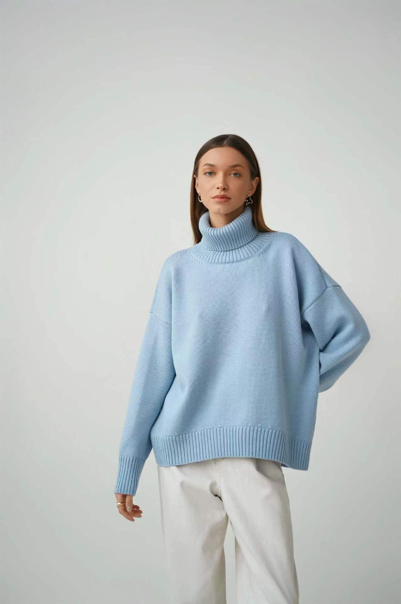 Women's Solid Turtleneck Knit Sweater