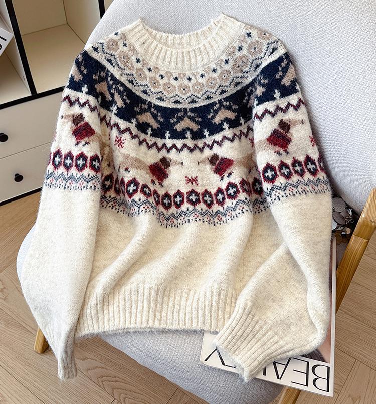 Women's Retro Christmas Holiday Jacquard Knit Sweater