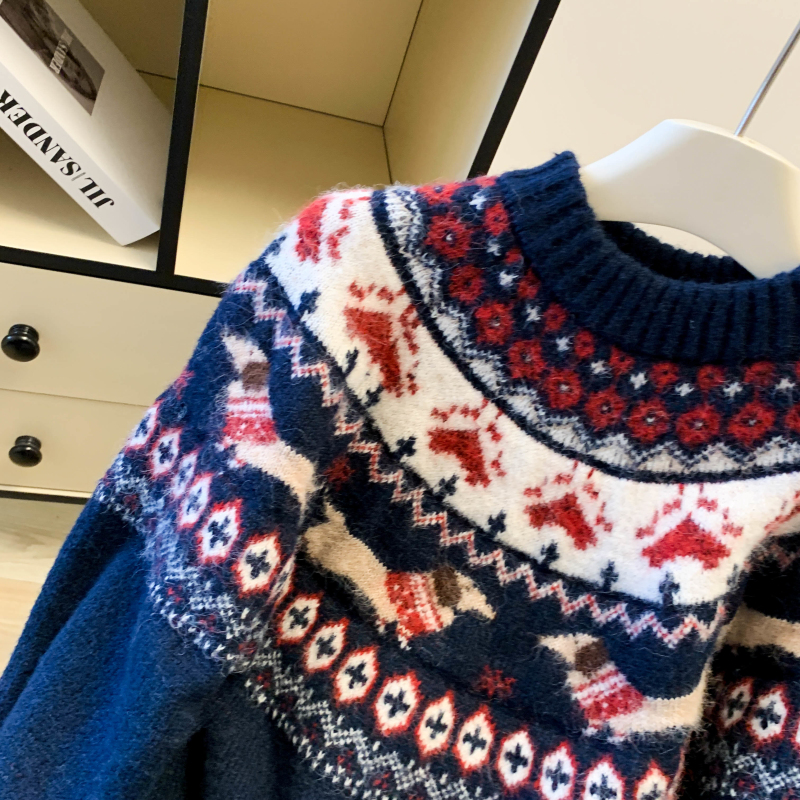 Women's Retro Christmas Holiday Jacquard Knit Sweater
