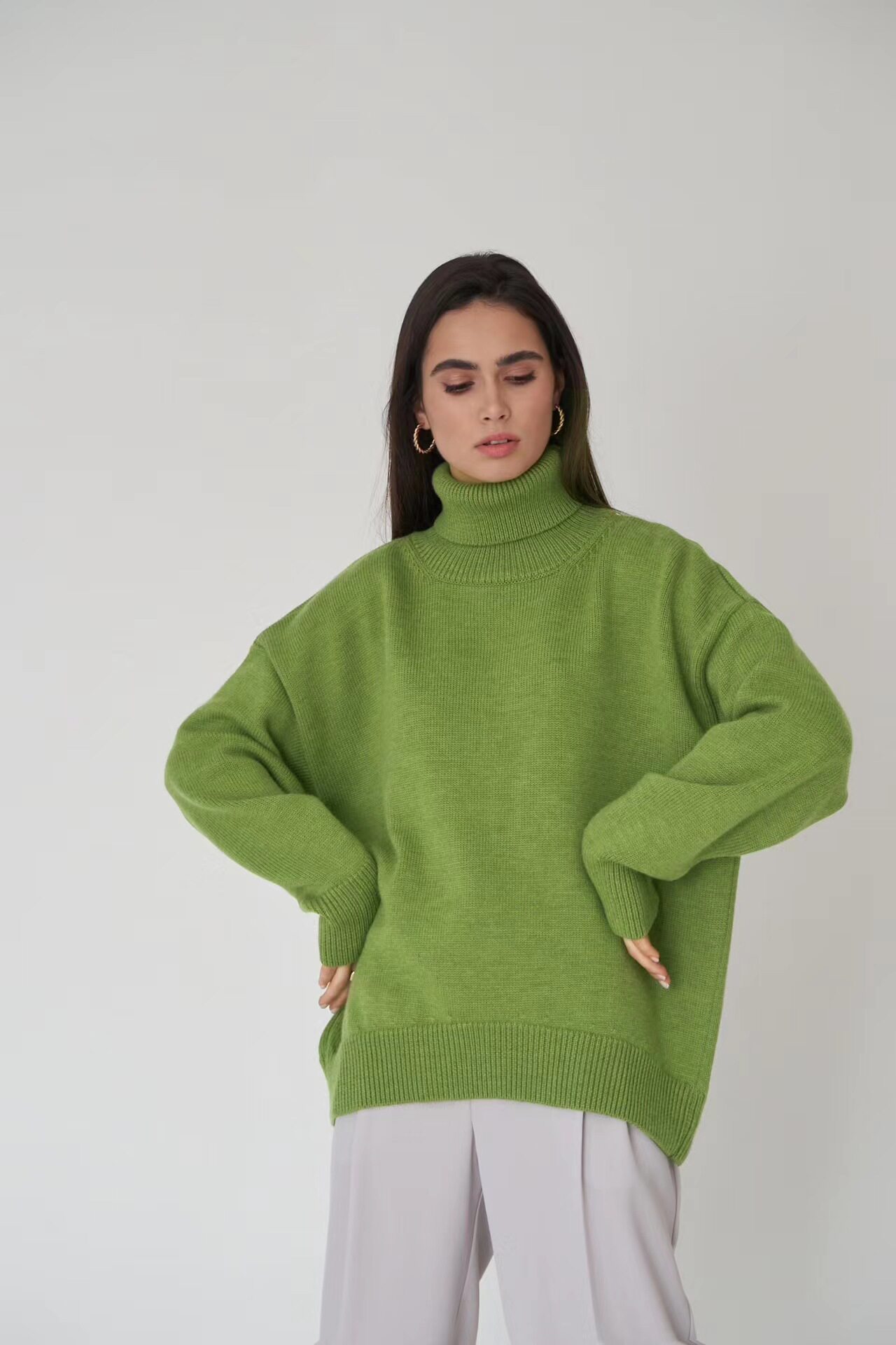 Women's Solid Turtleneck Knit Sweater