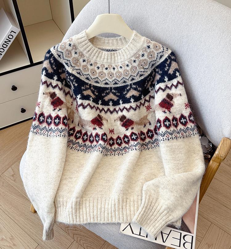 Women's Retro Christmas Holiday Jacquard Knit Sweater