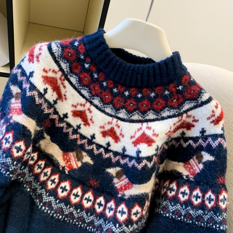 Women's Retro Christmas Holiday Jacquard Knit Sweater