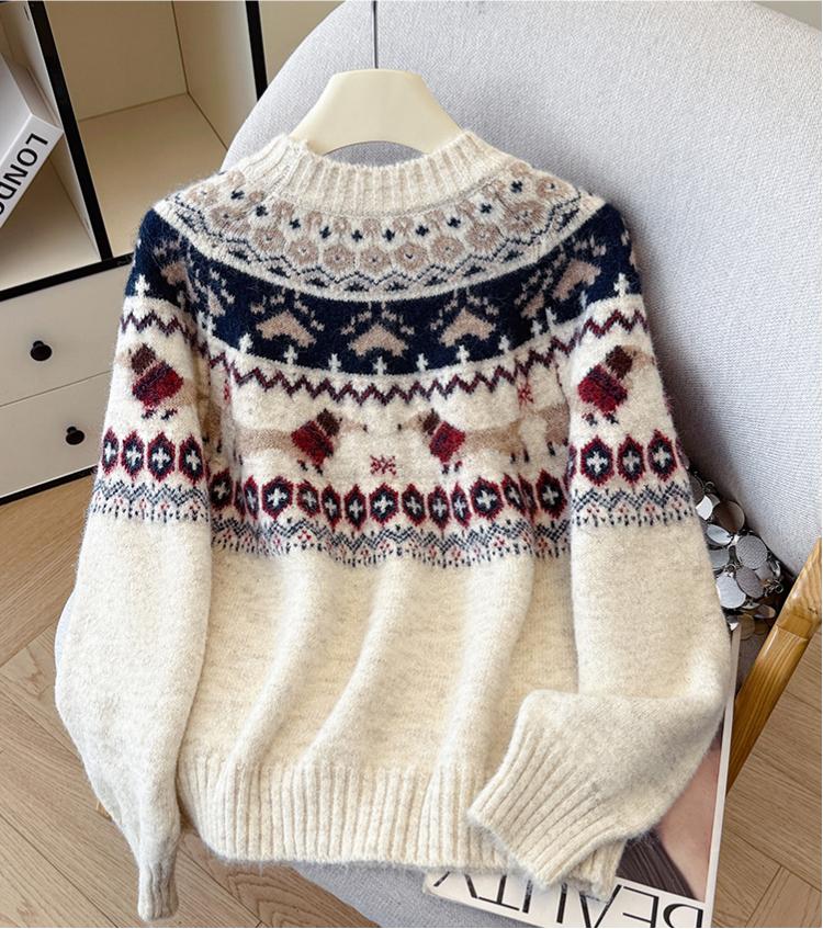 Women's Retro Christmas Holiday Jacquard Knit Sweater