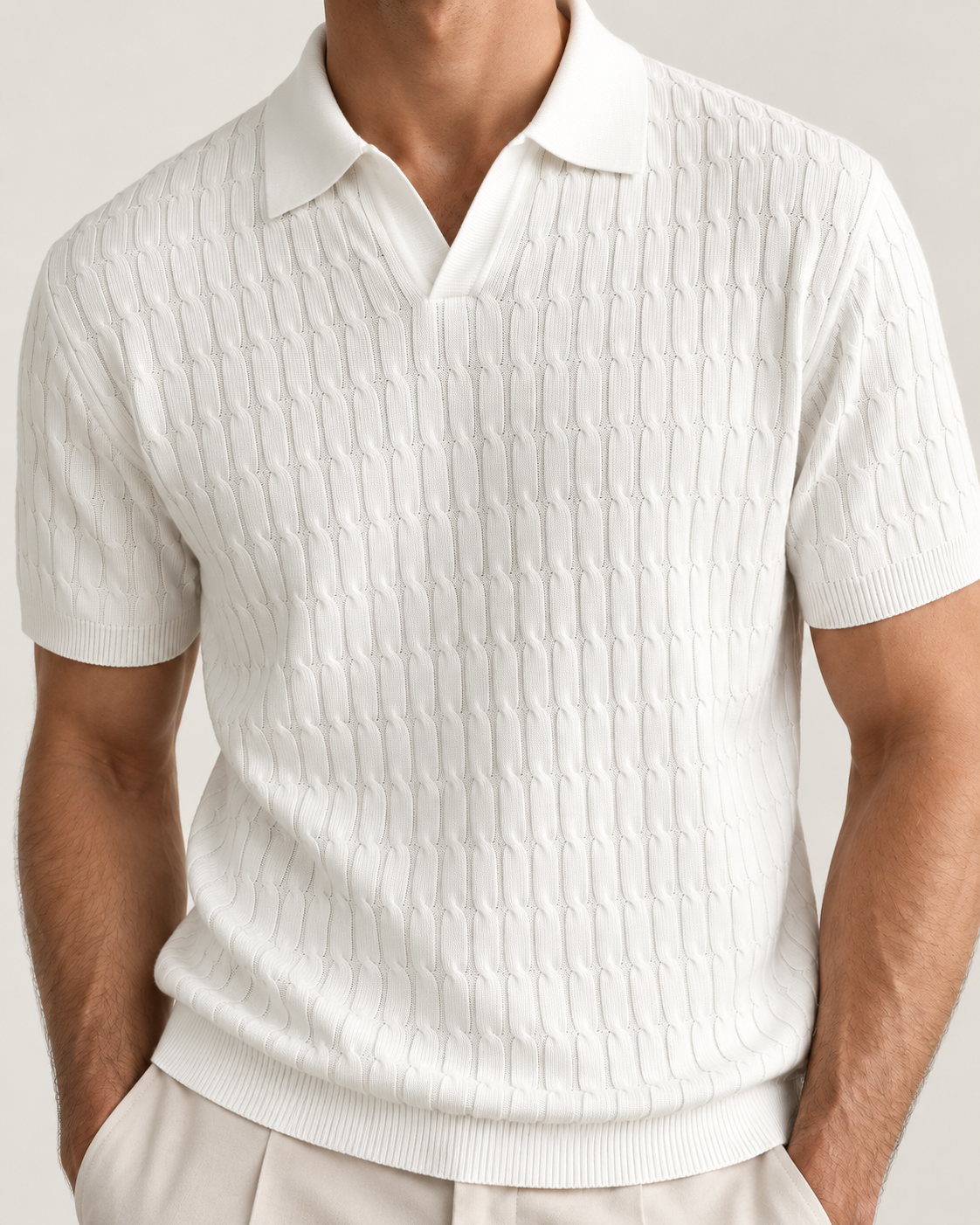 Men’s Old-Money Style Cool-Touch Honeycomb Knit Polo
