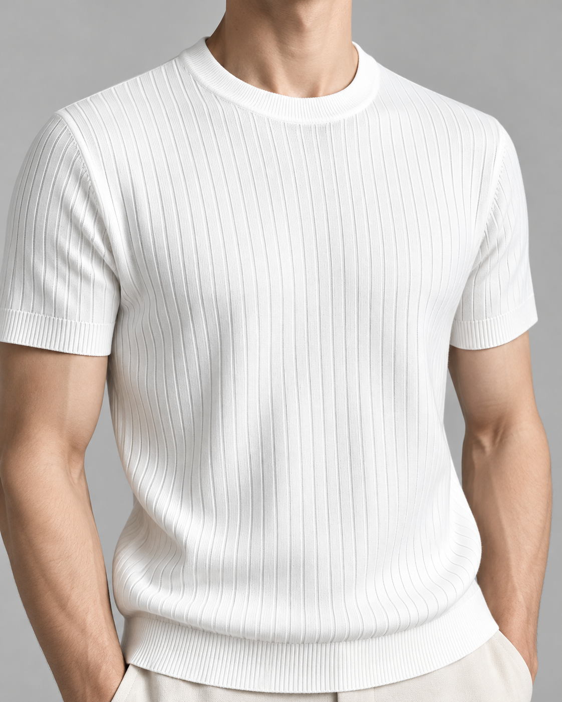 Men's Cooling Ribbed Knit Short Sleeve Shirt