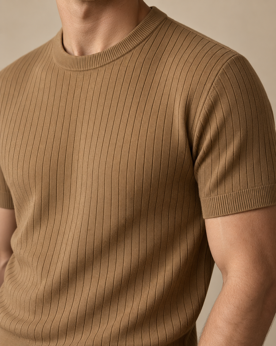 Men's Cooling Ribbed Knit Short Sleeve Shirt