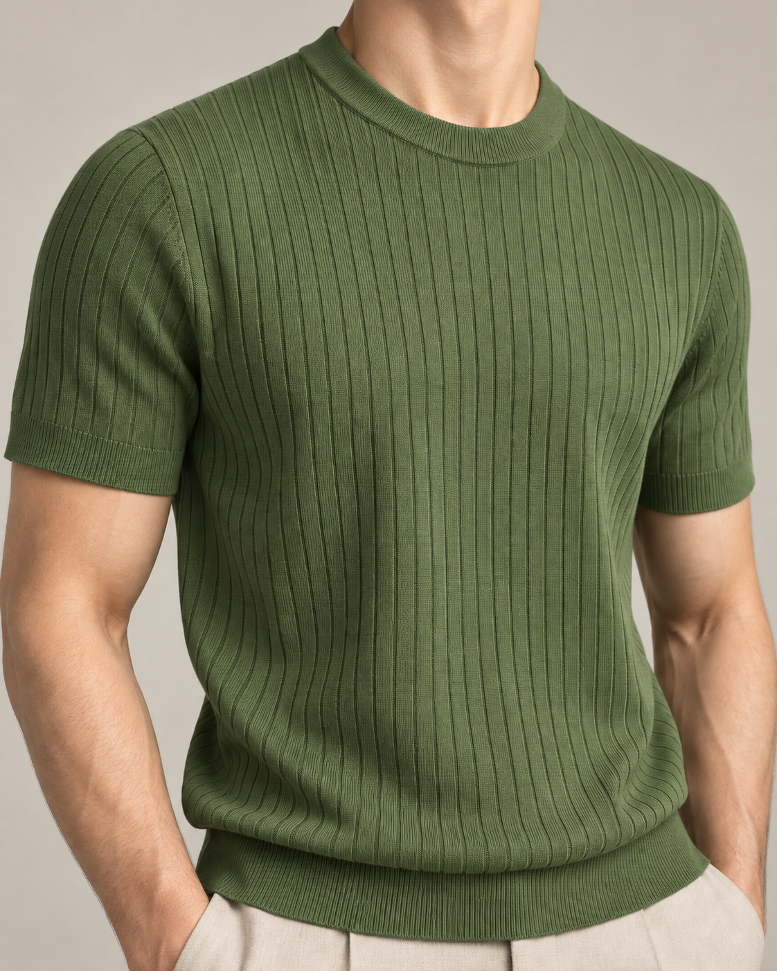 Men's Cooling Ribbed Knit Short Sleeve Shirt
