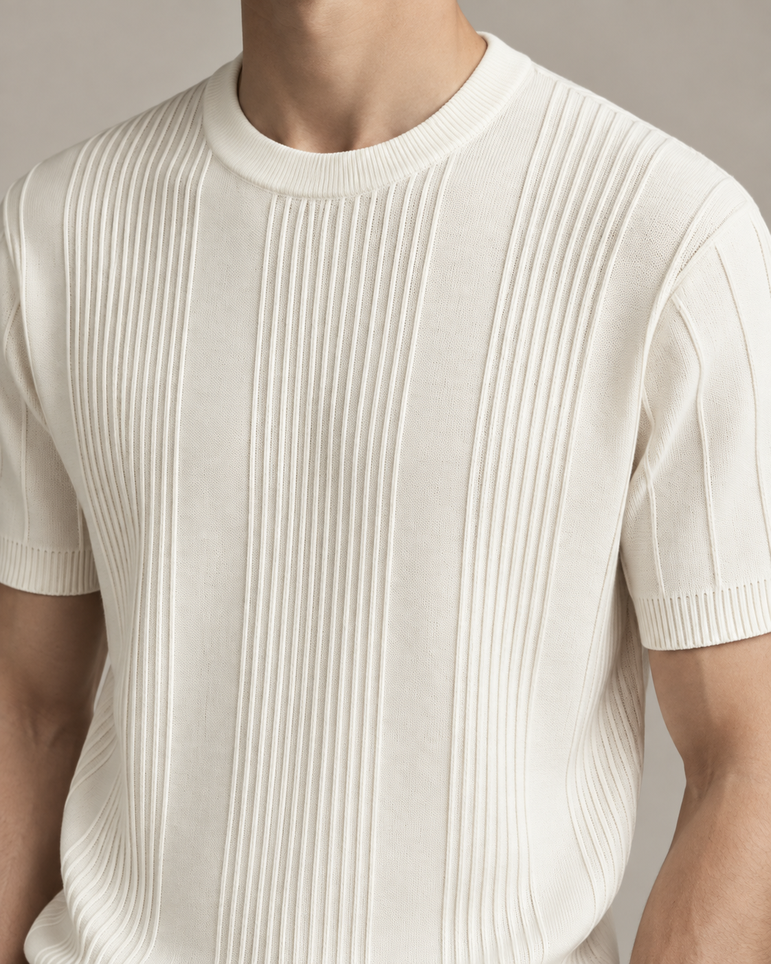Men's Cooling Vertical Rib Knit Short Sleeve Shirt