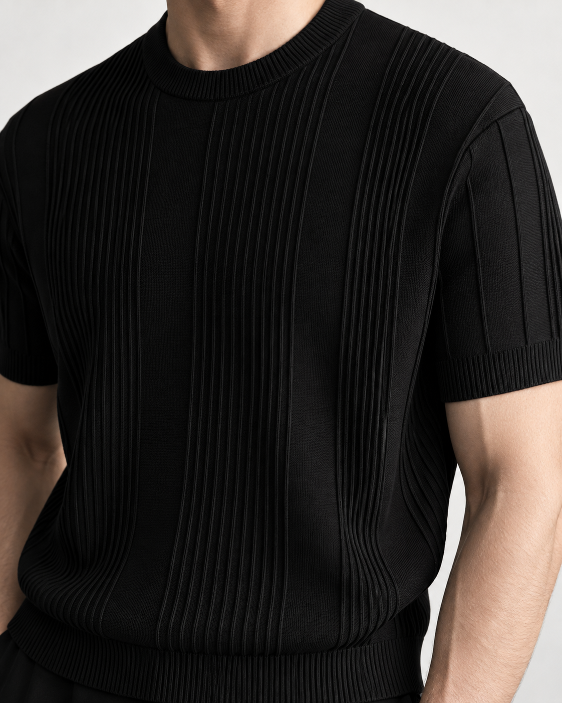 Men's Cooling Vertical Rib Knit Short Sleeve Shirt