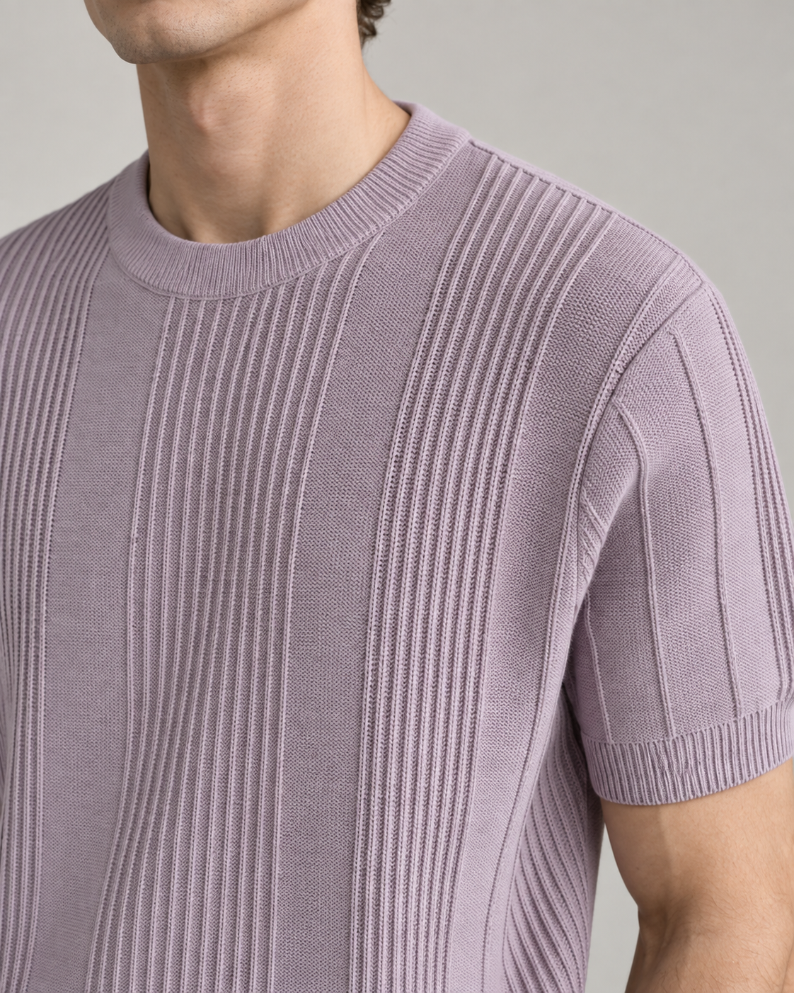 Men's Cooling Vertical Rib Knit Short Sleeve Shirt