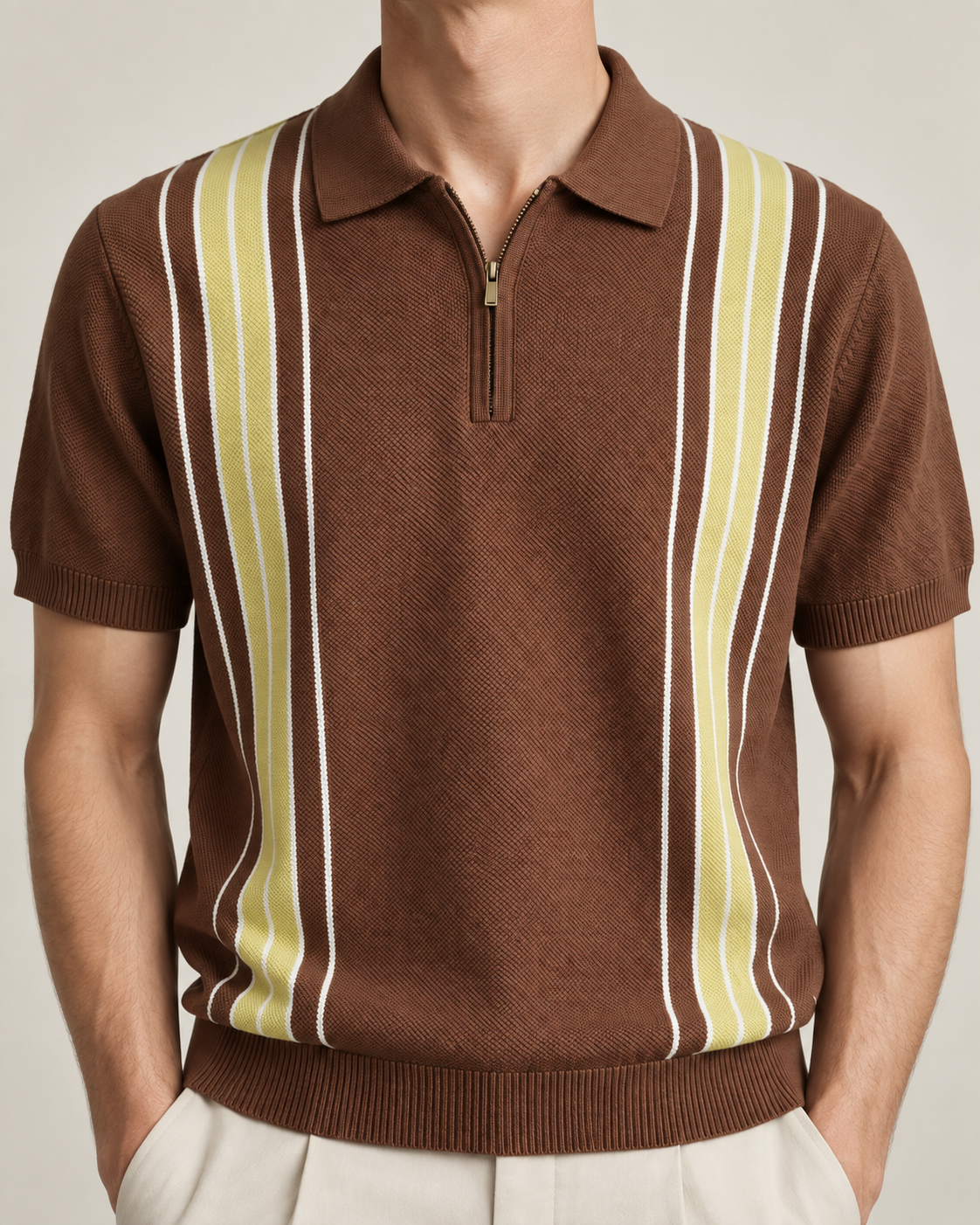 Men's Cooling Honeycomb Knit Half Zip Polo Shirt