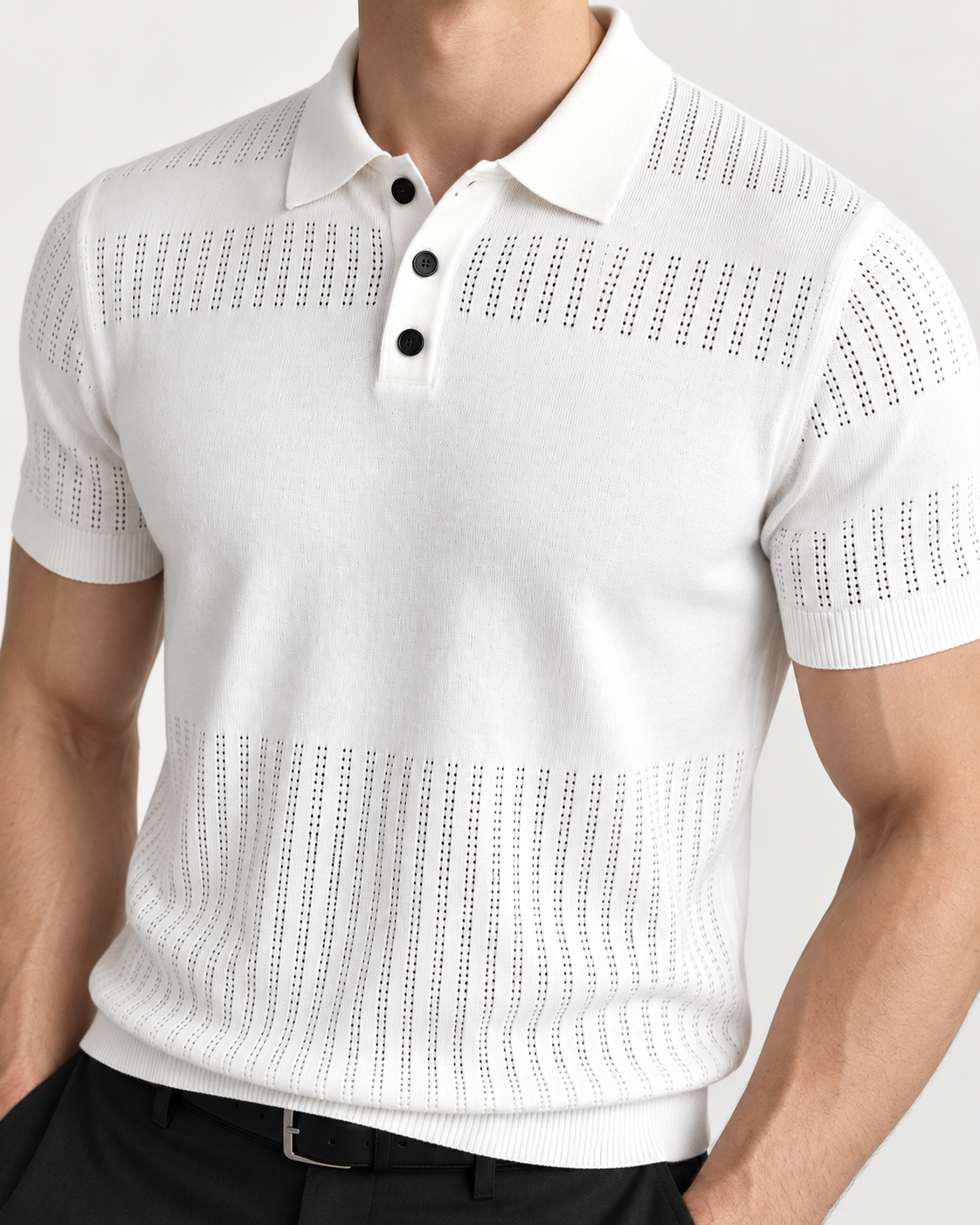 Men's Cooling Openwork Knit Short Sleeve Shirt