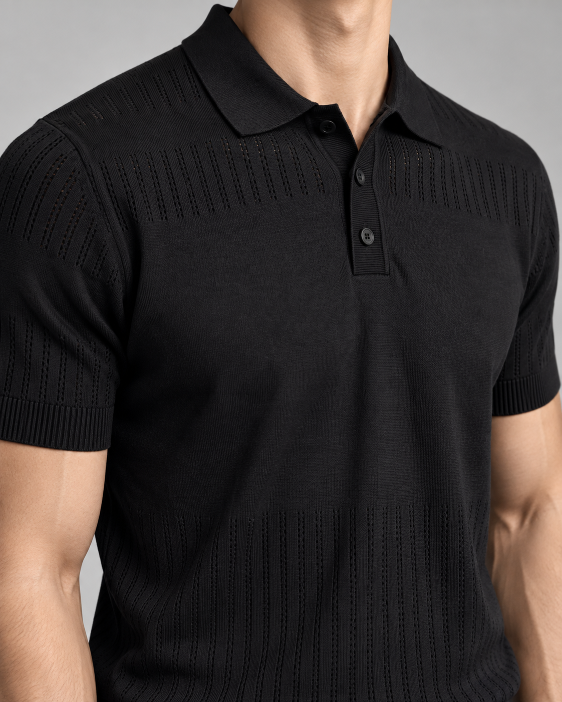 Men's Cooling Openwork Knit Short Sleeve Shirt