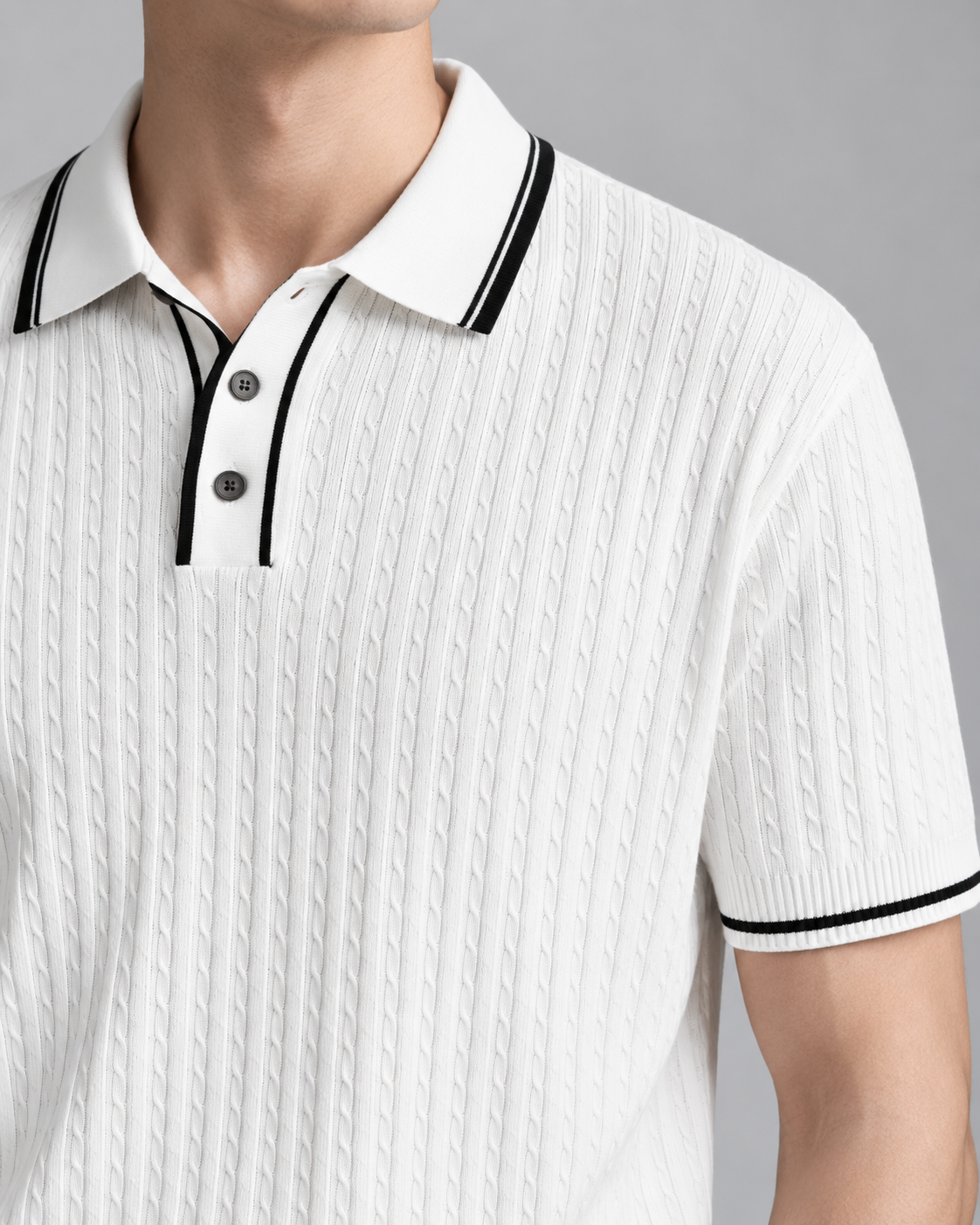 Men's Cooling Cable Knit Polo Shirt