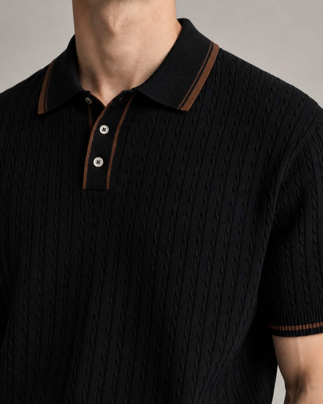 Men's Cooling Cable Knit Polo Shirt