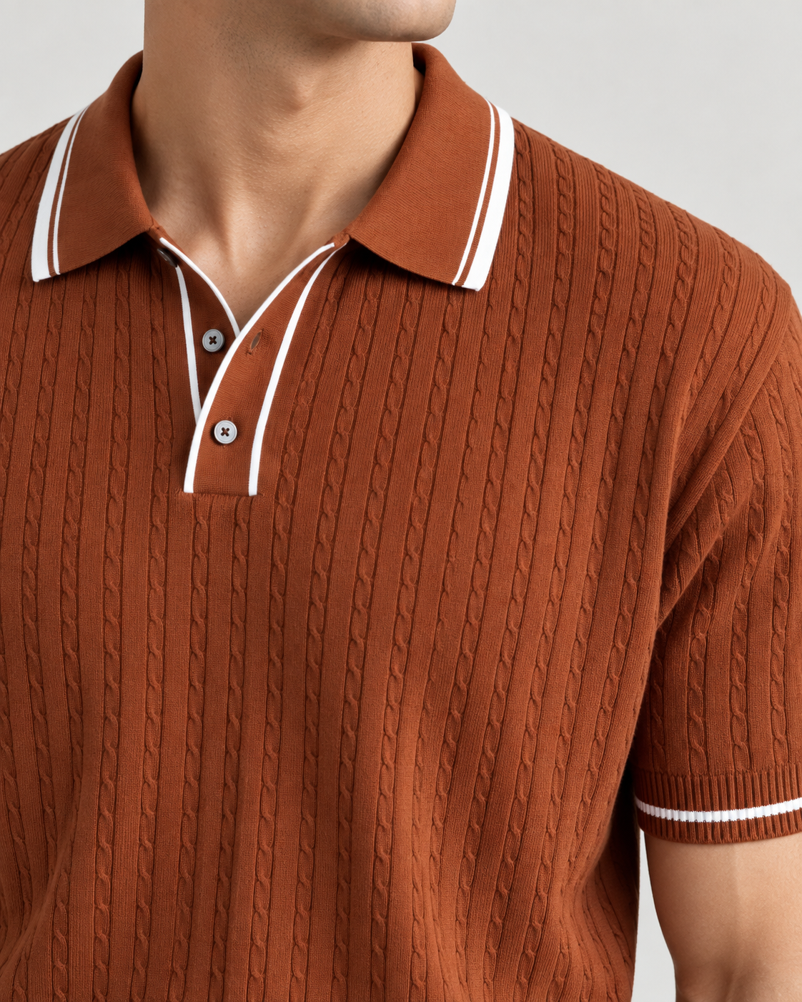 Men's Cooling Cable Knit Polo Shirt