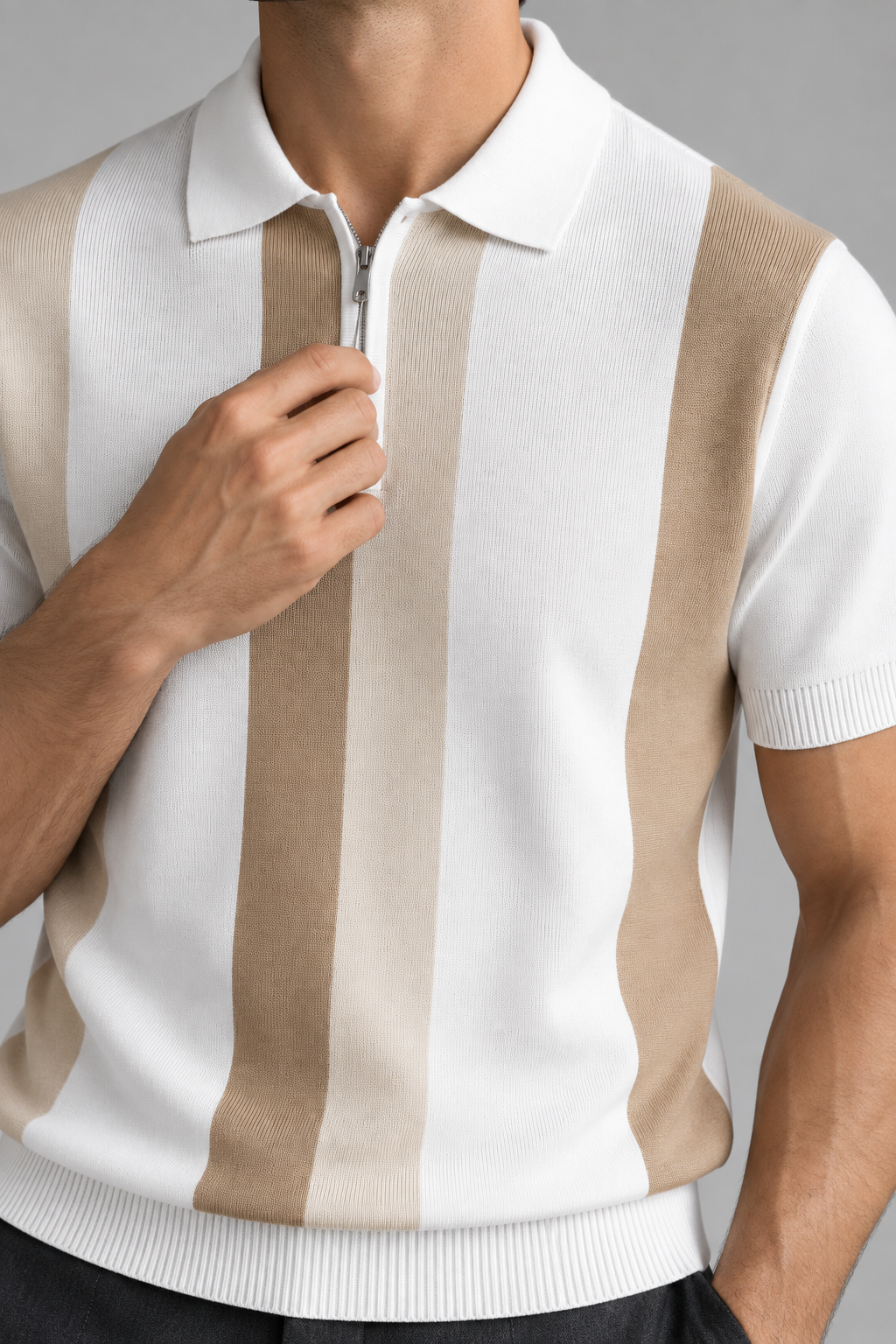 Men's Cooling Cable Knit Polo Shirt