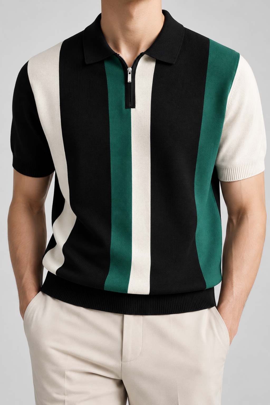 Men's Cooling Cable Knit Polo Shirt