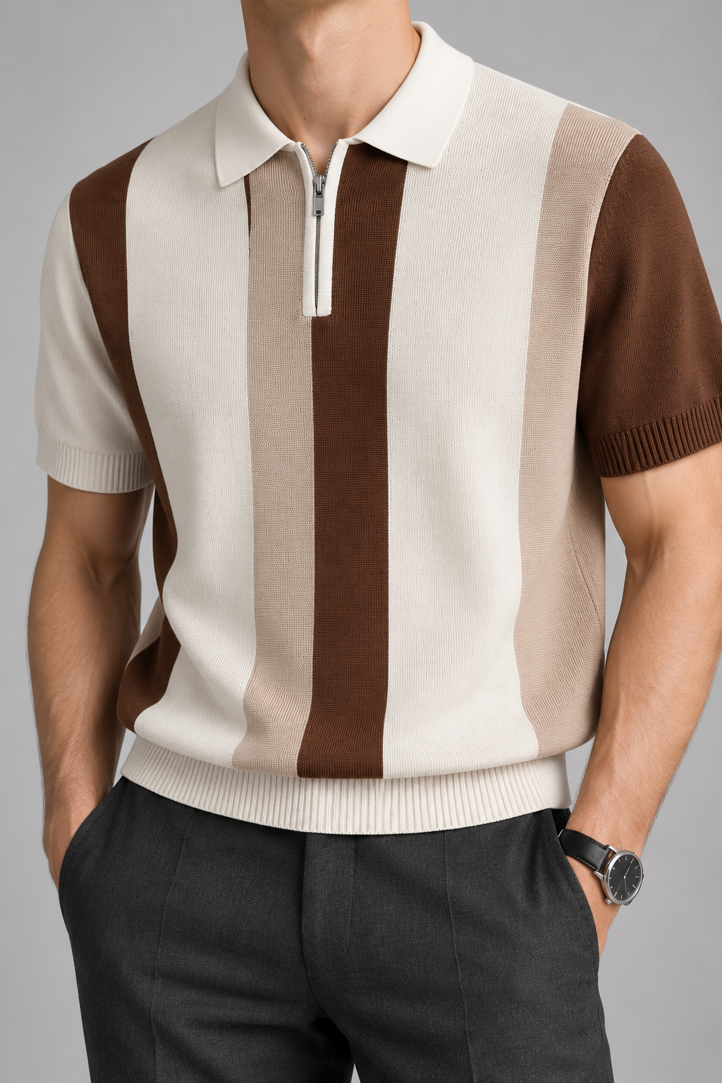 Men's Cooling Cable Knit Polo Shirt