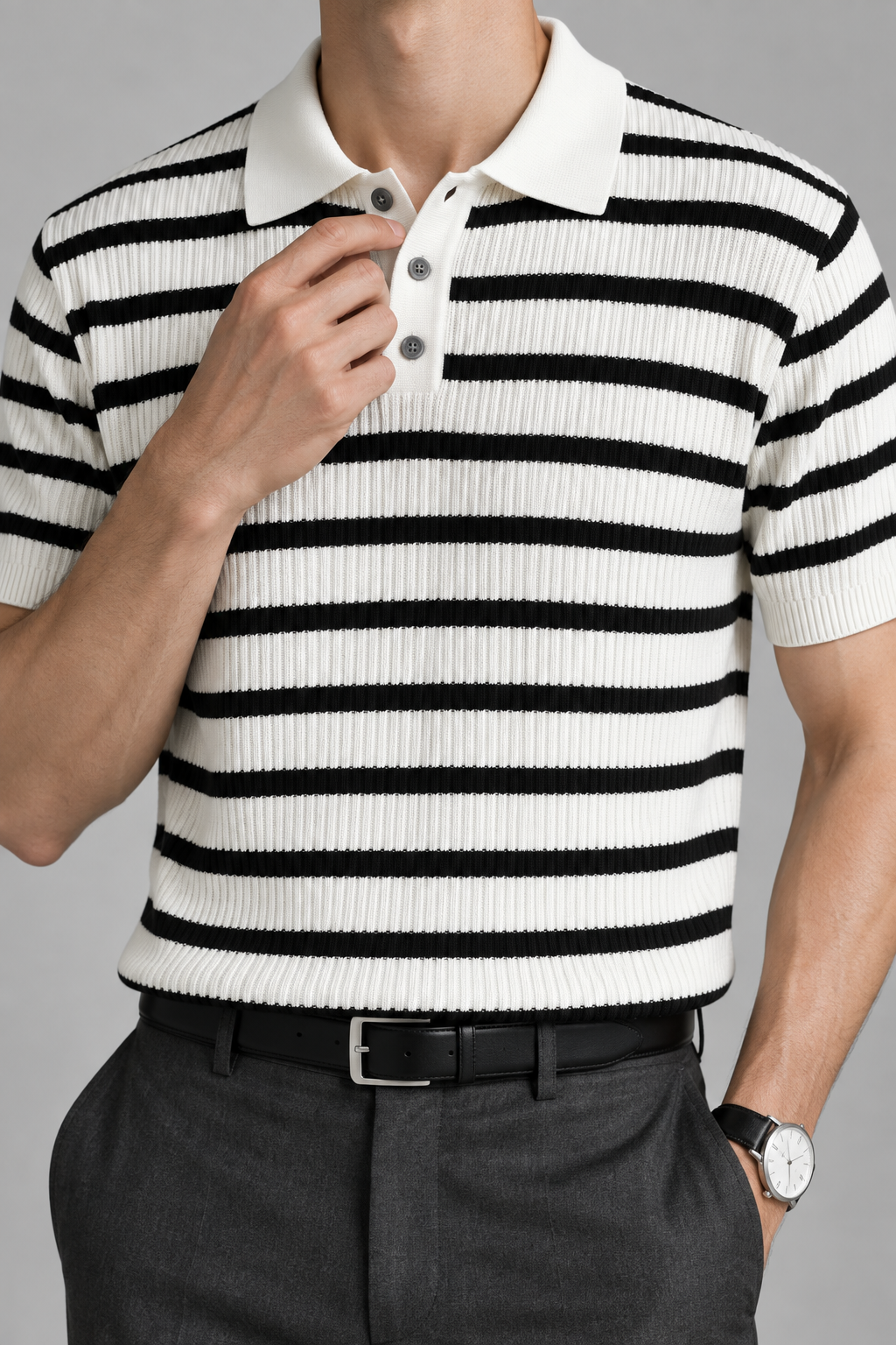 Men's Cooling Contrast Stripe Knit Polo
