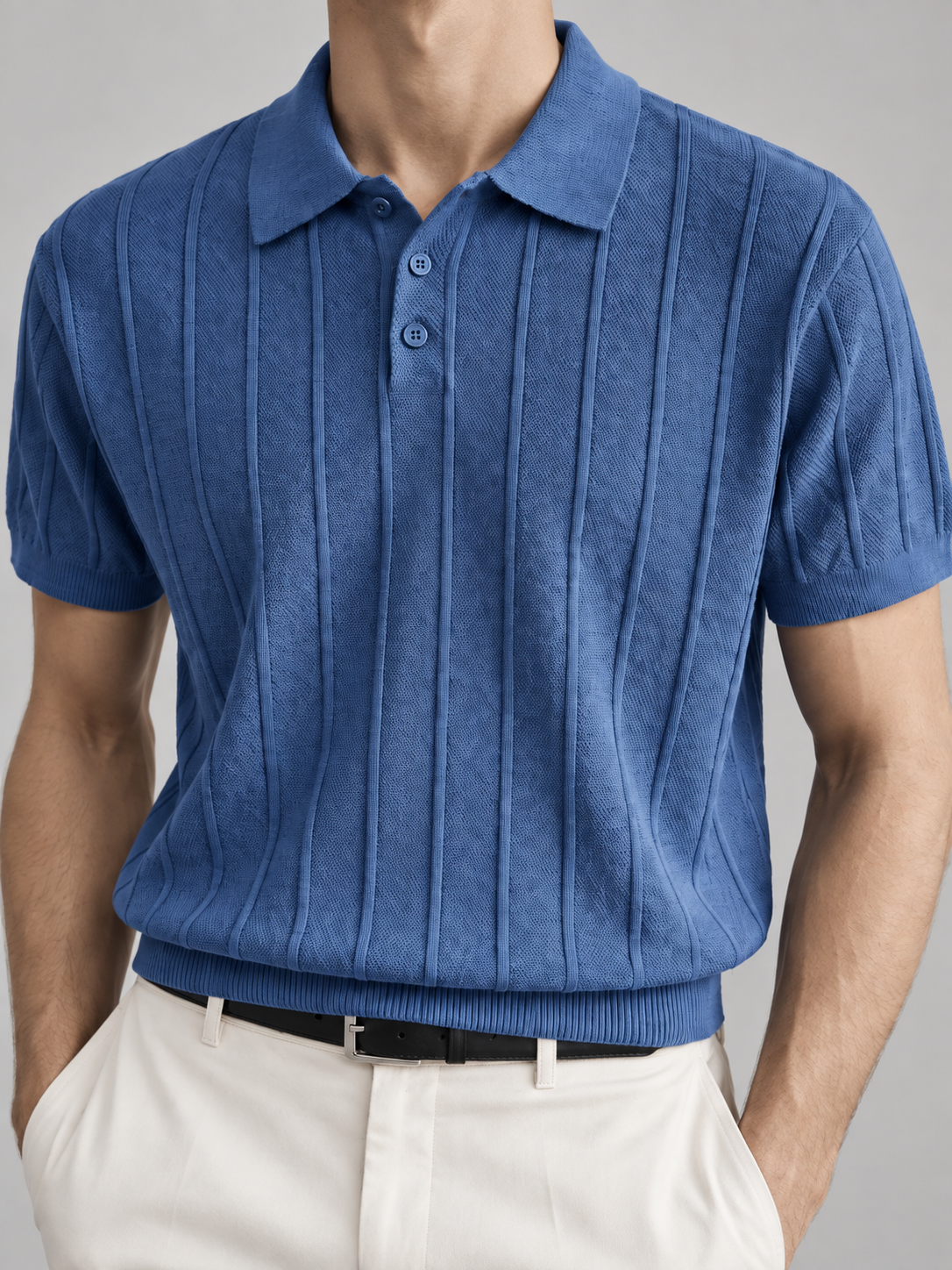 Men's Cooling Vertical Rib Knit Polo