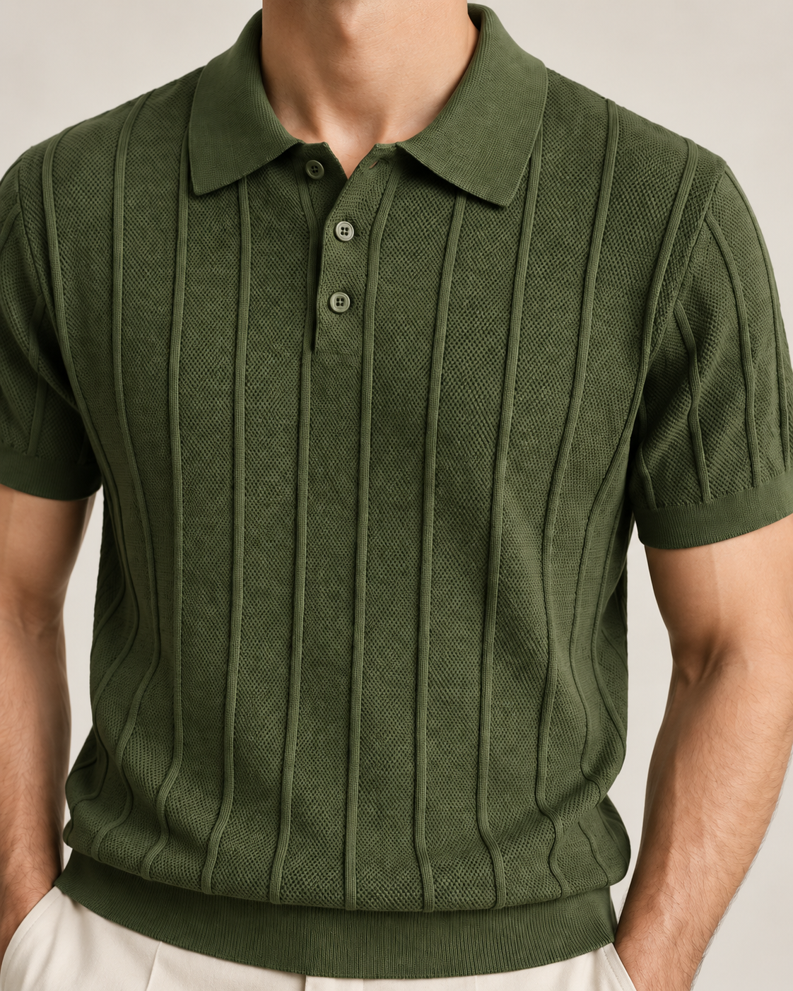 Men's Cooling Vertical Rib Knit Polo