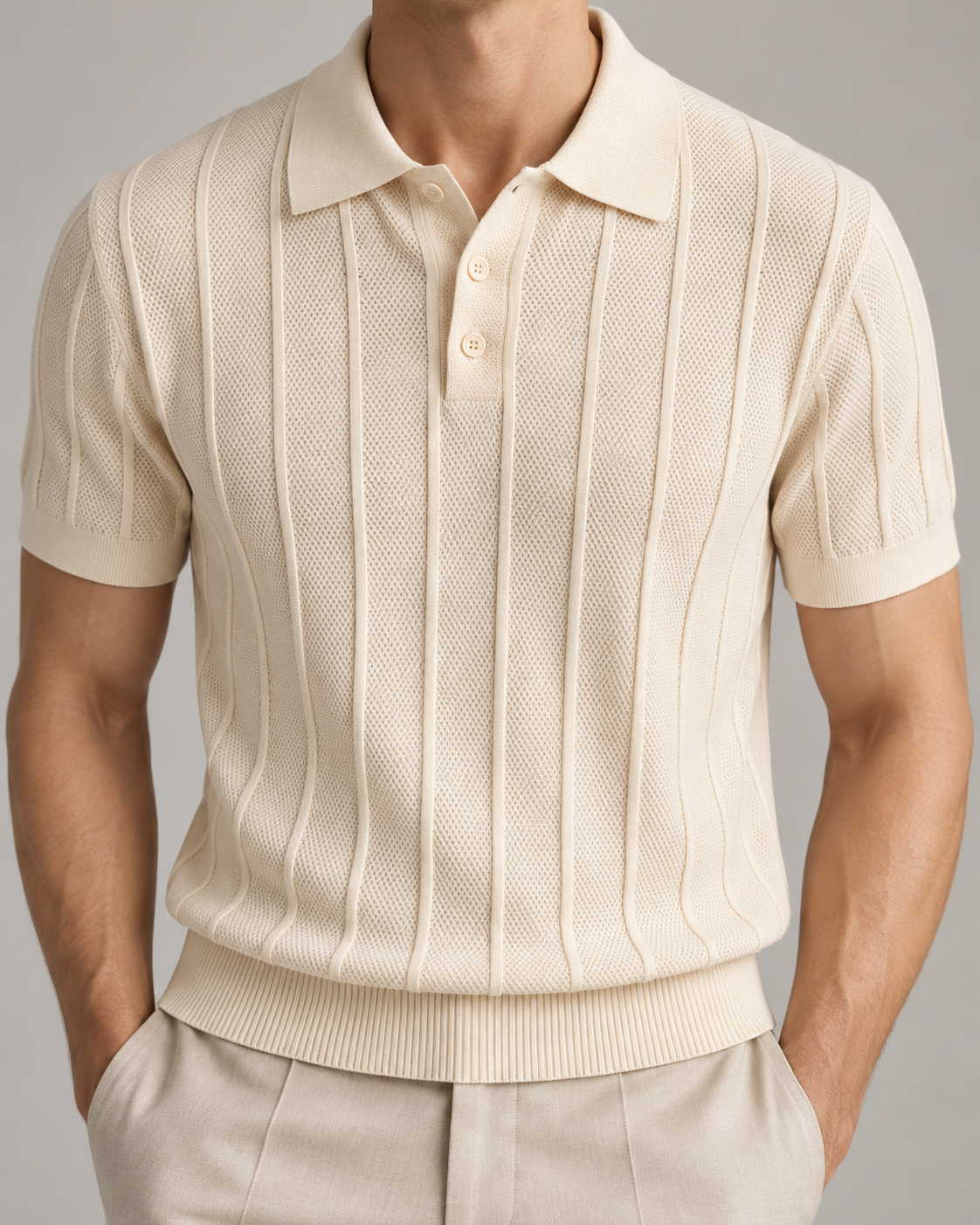 Men's Cooling Vertical Rib Knit Polo