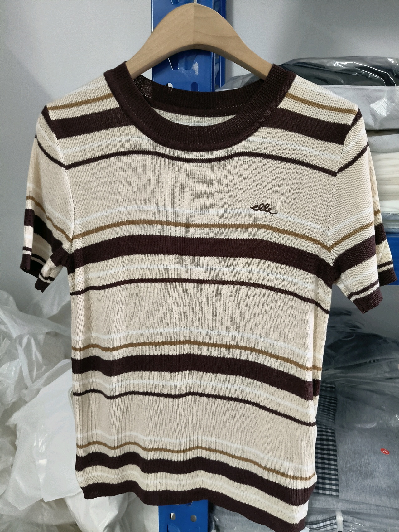 Women's Retro Contrast Stripe Knit T-Shirt Top