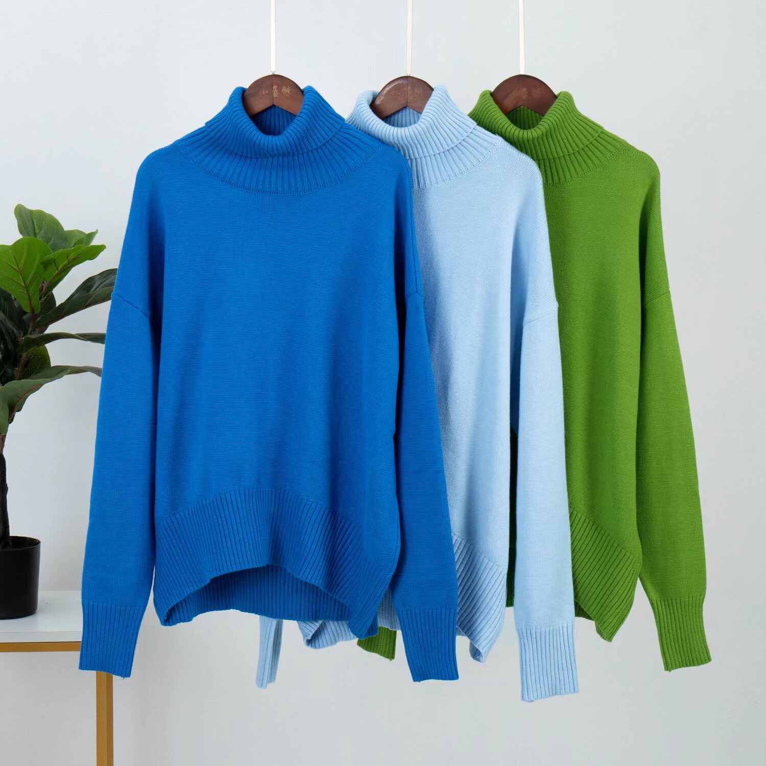 Women's Solid Turtleneck Knit Sweater