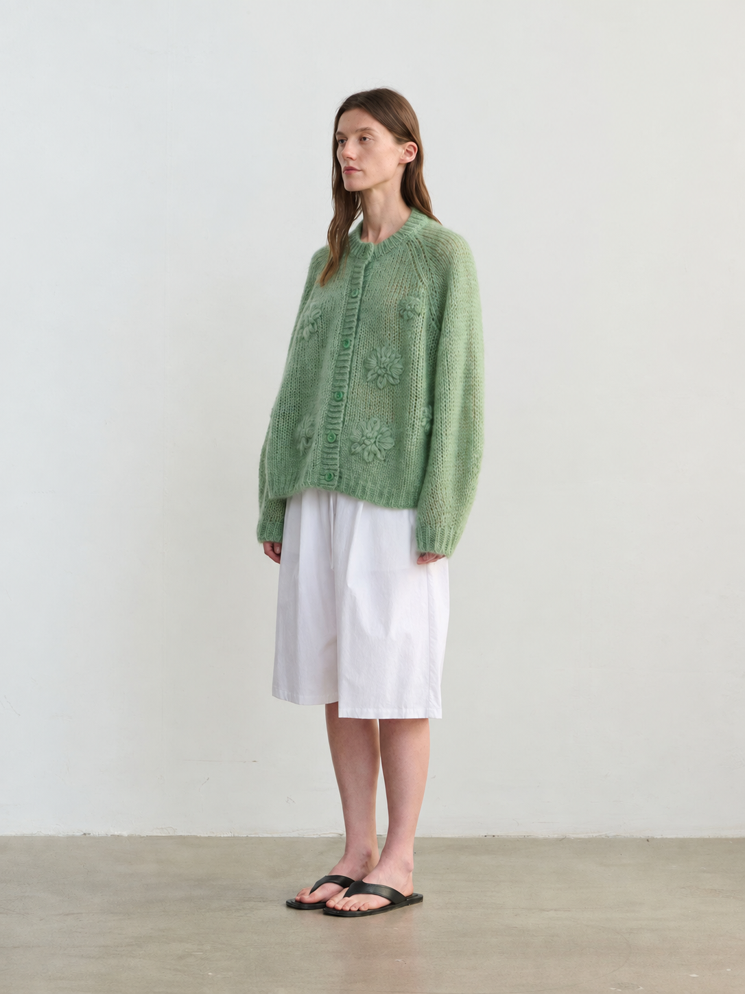 Women's Mohair Hand Embroidered Floral Knit Sweater