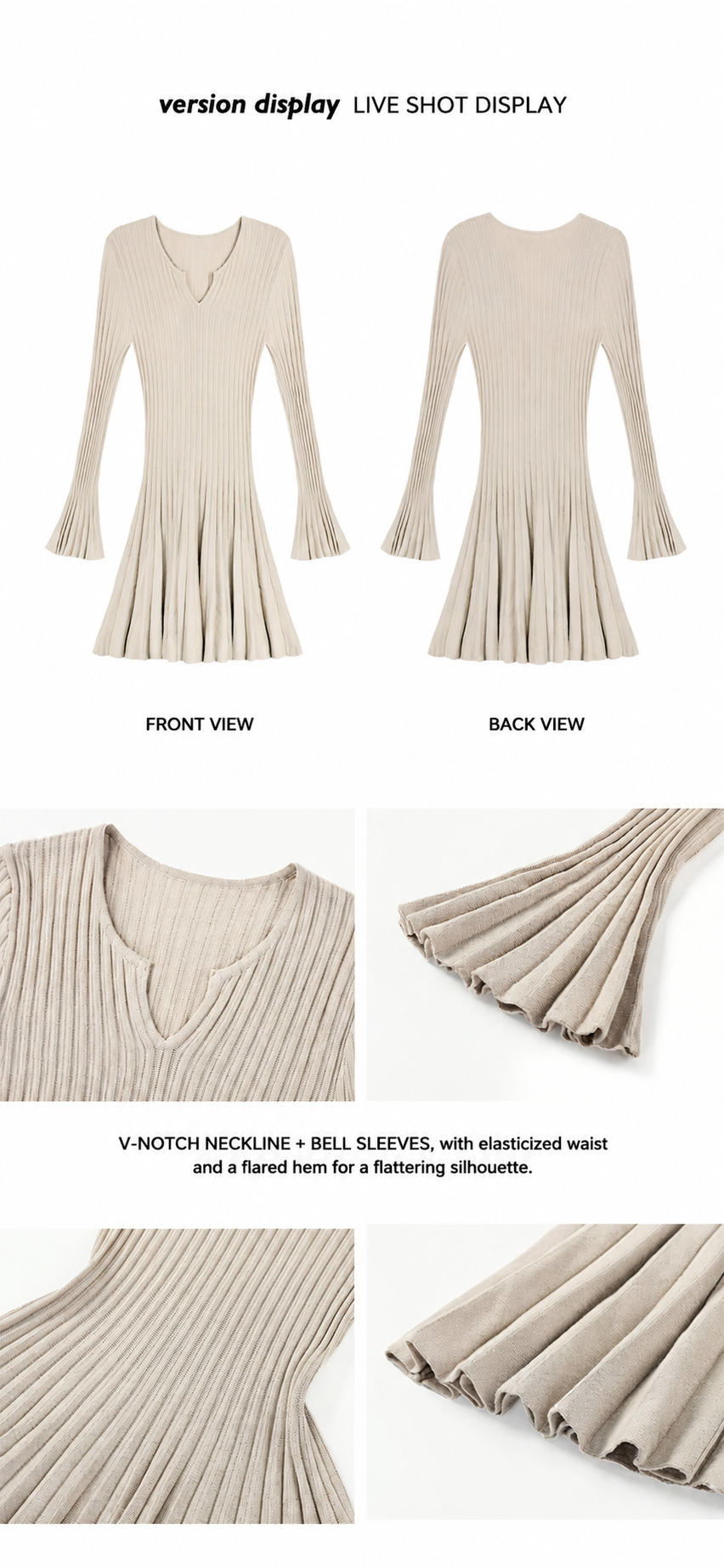 Women’s V-Neck Ribbed Knit Dress