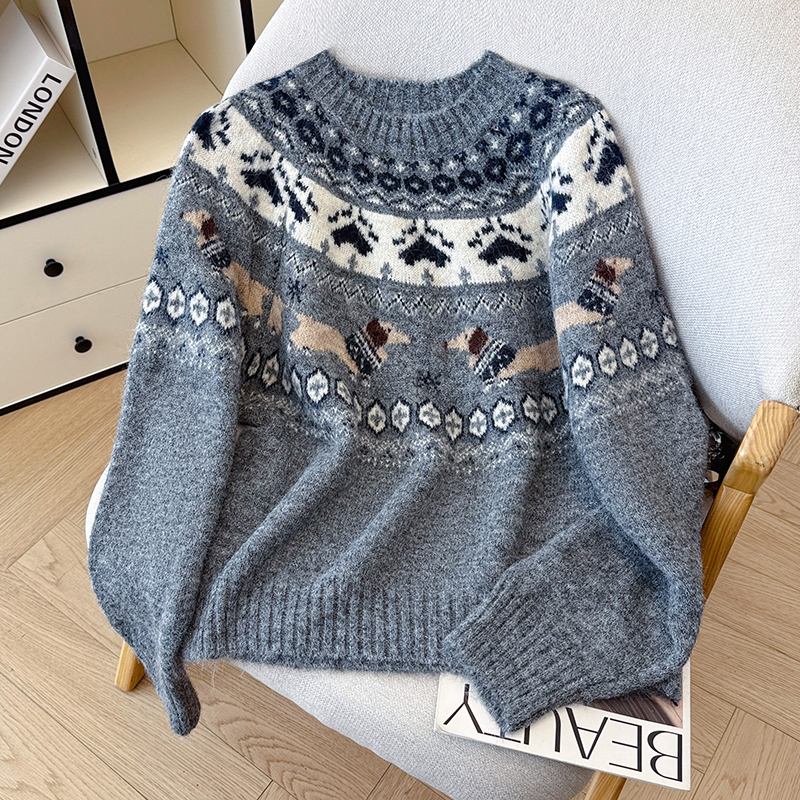 Women's Retro Christmas Holiday Jacquard Knit Sweater