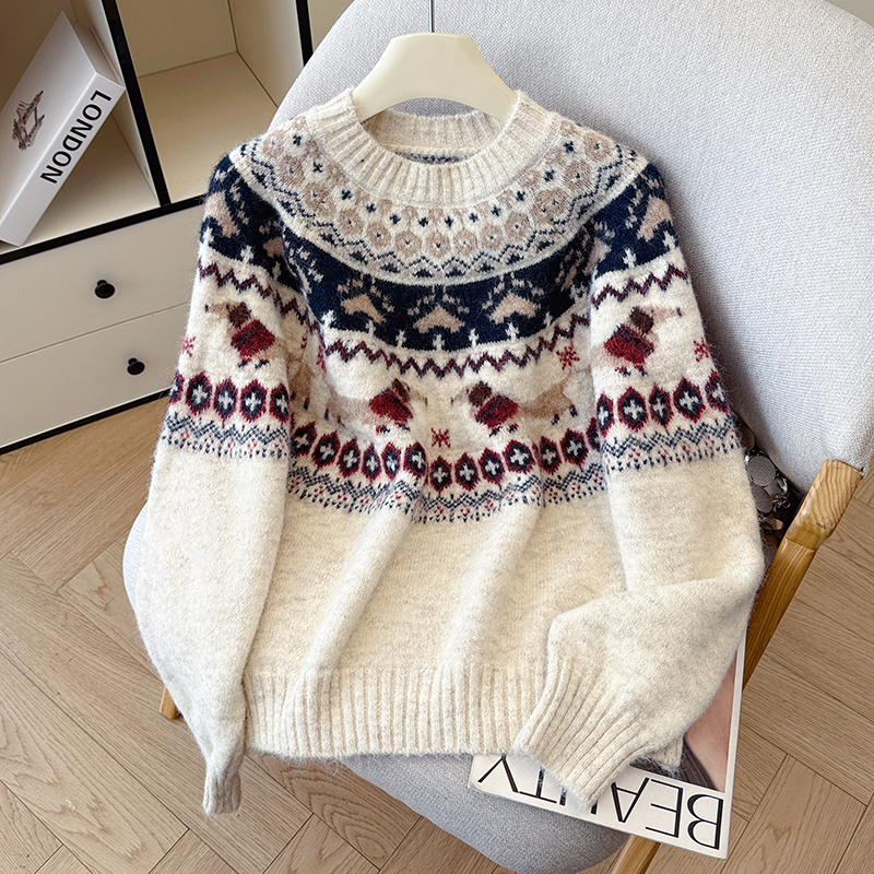 Women's Retro Christmas Holiday Jacquard Knit Sweater