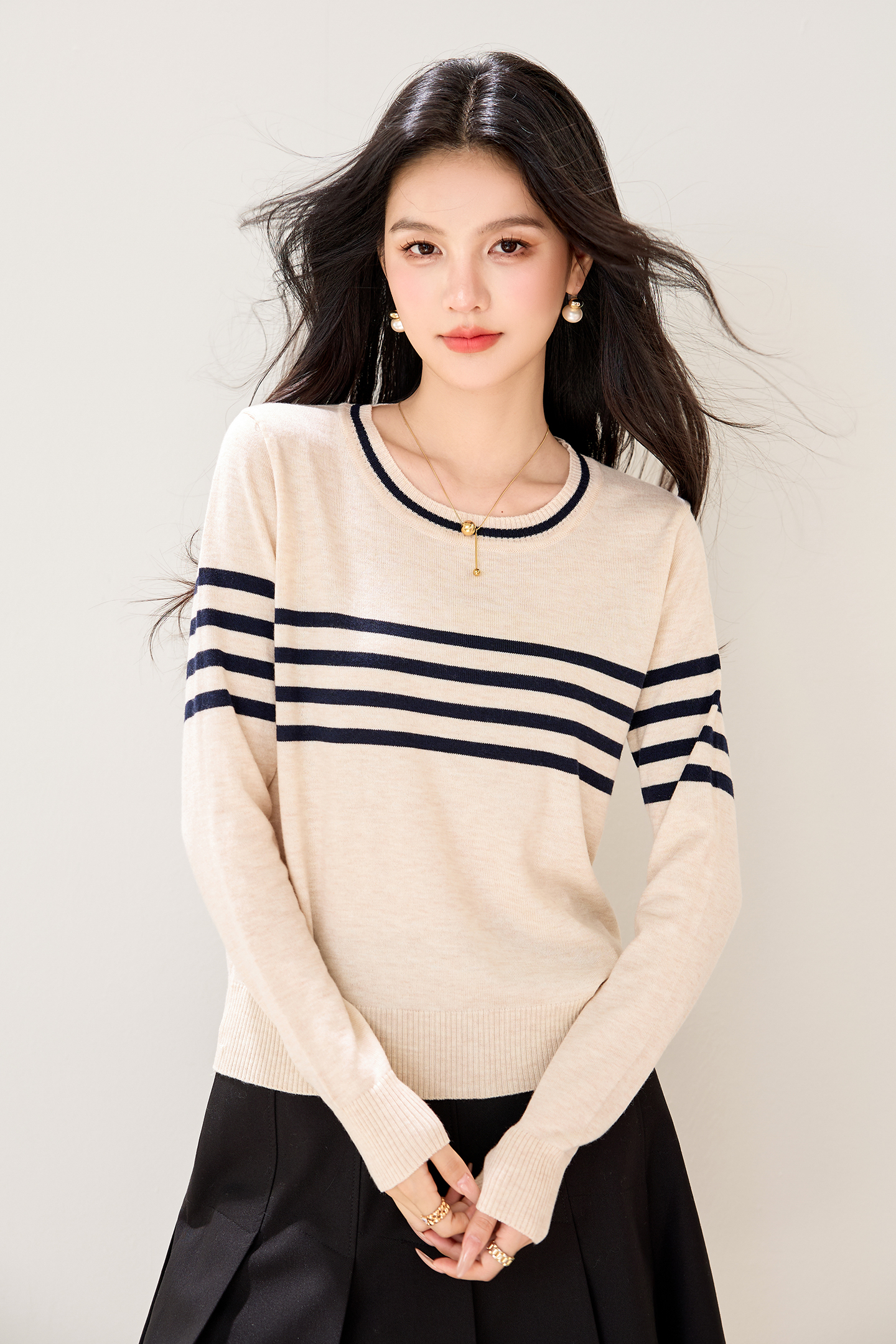 Women's Striped Jacquard Knit Sweater