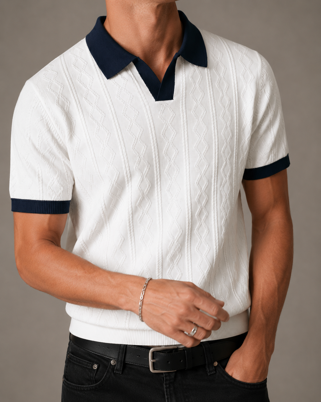 Men’s Knit Polo Short Sleeve Top