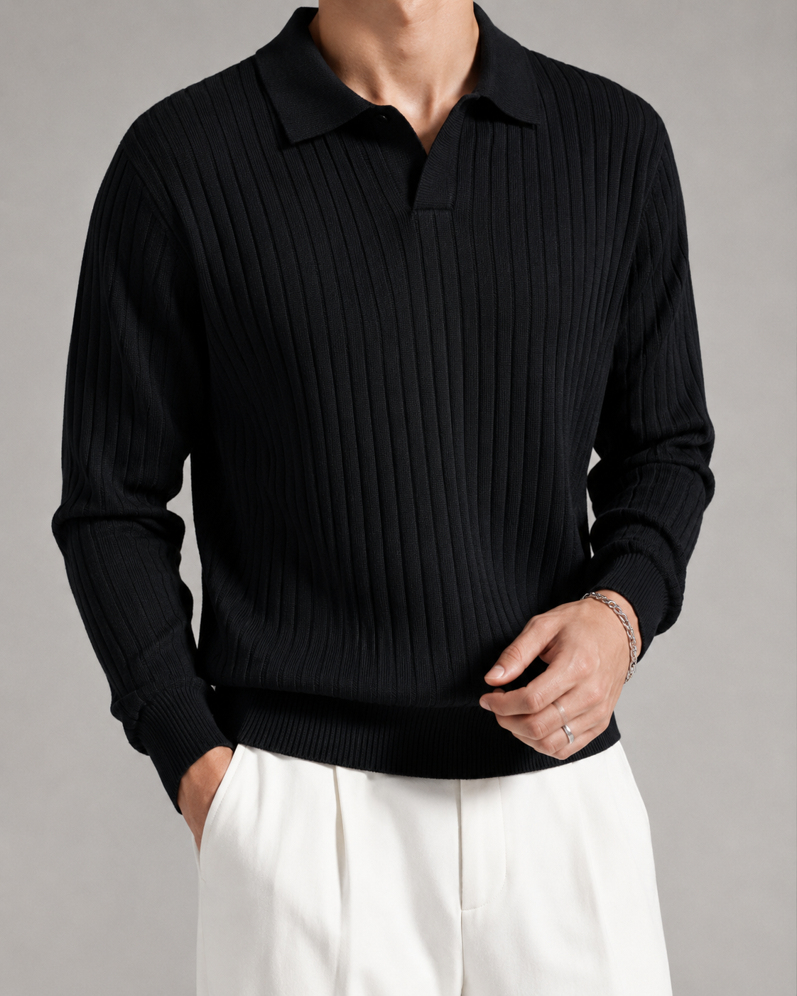 Men’s Old-Money Style Cool-Touch Ribbed Knit Top