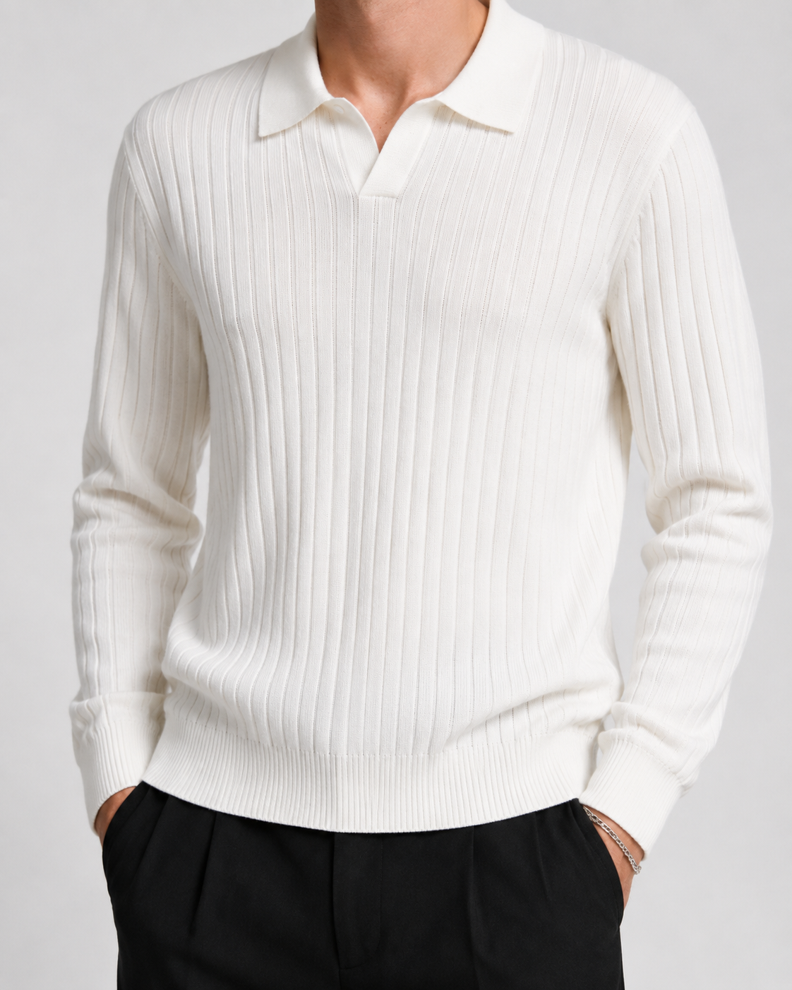 Men’s Old-Money Style Cool-Touch Ribbed Knit Top