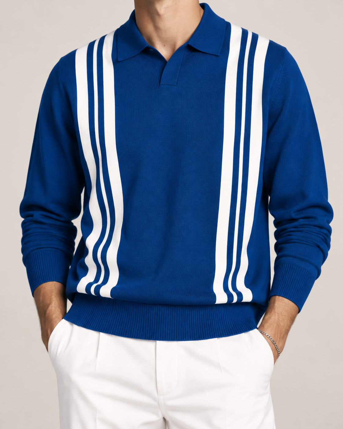 Men’s Old-Money Style Wave Knit Shirt