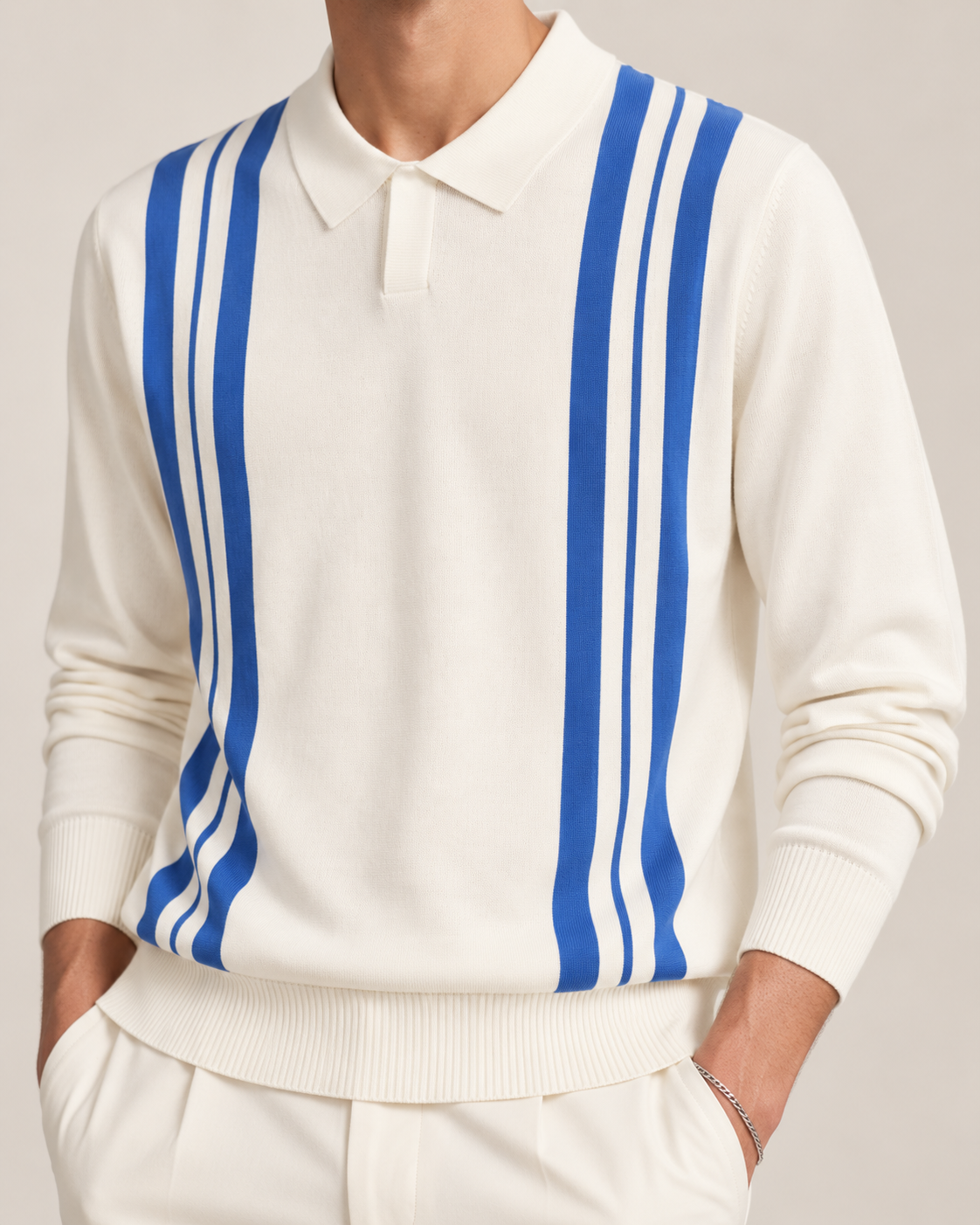 Men’s Old-Money Style Wave Knit Shirt