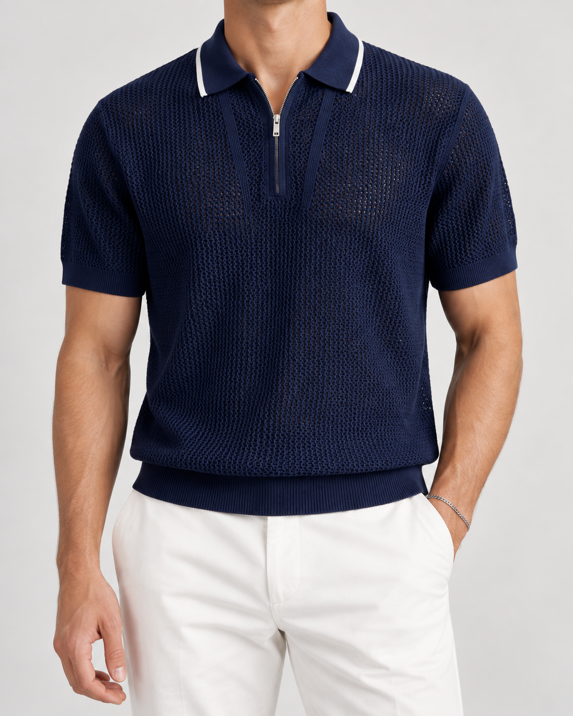 Men’s Old-Money Style Cool-Touch Mesh Polo Knit Shirt