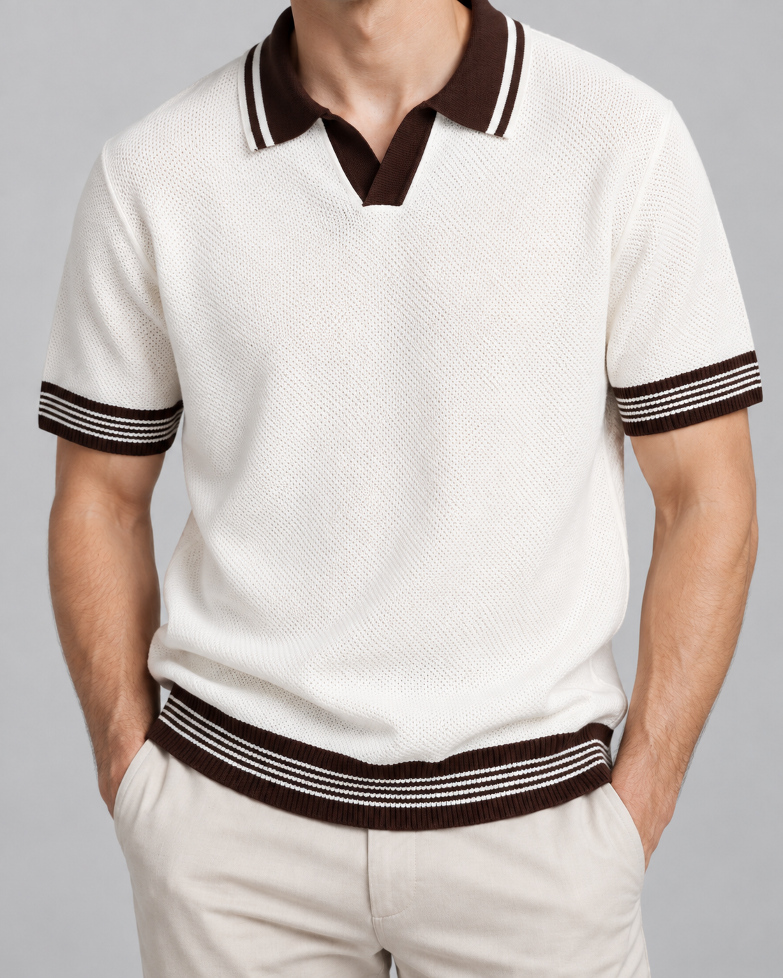 Men’s Old-Money Style Cool-Touch Honeycomb Knit Polo