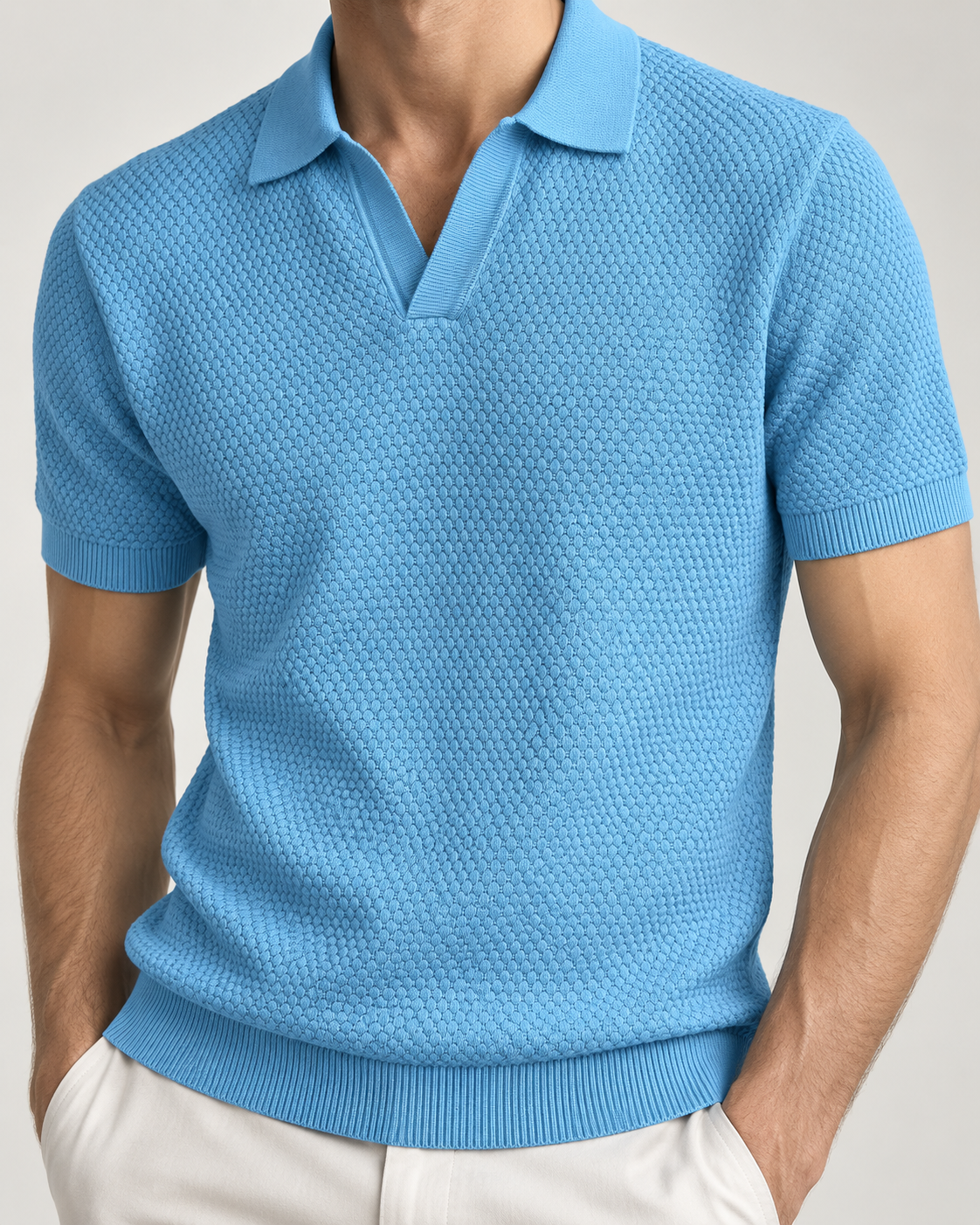 Men’s Old-Money Style Cool-Touch Honeycomb Knit Polo