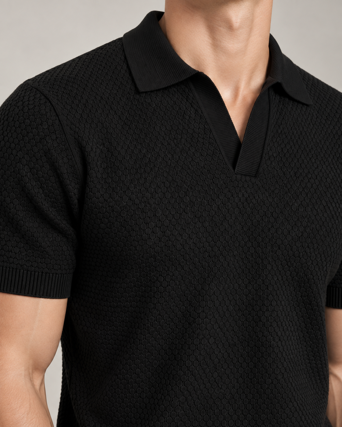 Men’s Old-Money Style Cool-Touch Honeycomb Knit Polo