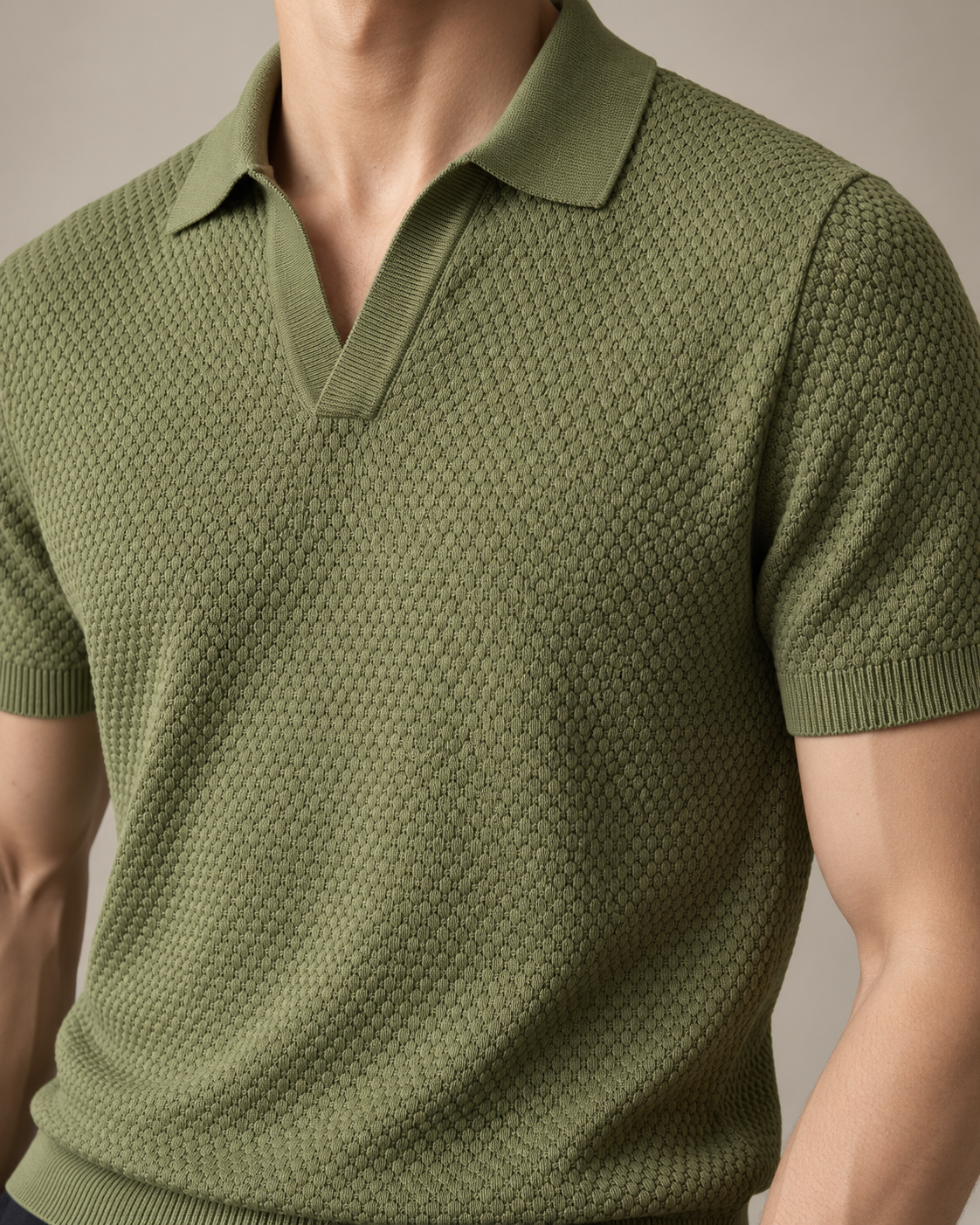 Men’s Old-Money Style Cool-Touch Honeycomb Knit Polo