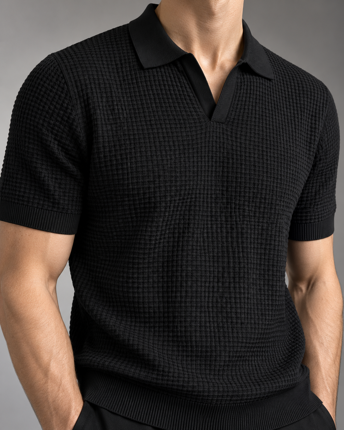 Men’s Old-Money Style Cool-Touch Honeycomb Knit Polo