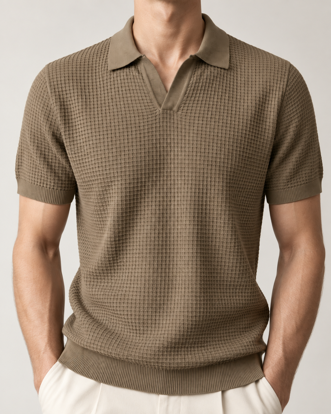 Men’s Old-Money Style Cool-Touch Honeycomb Knit Polo