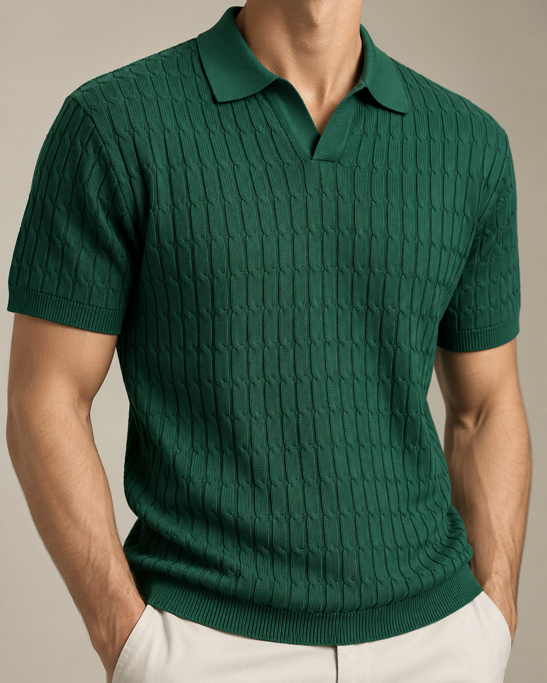Men’s Old-Money Style Cool-Touch Honeycomb Knit Polo